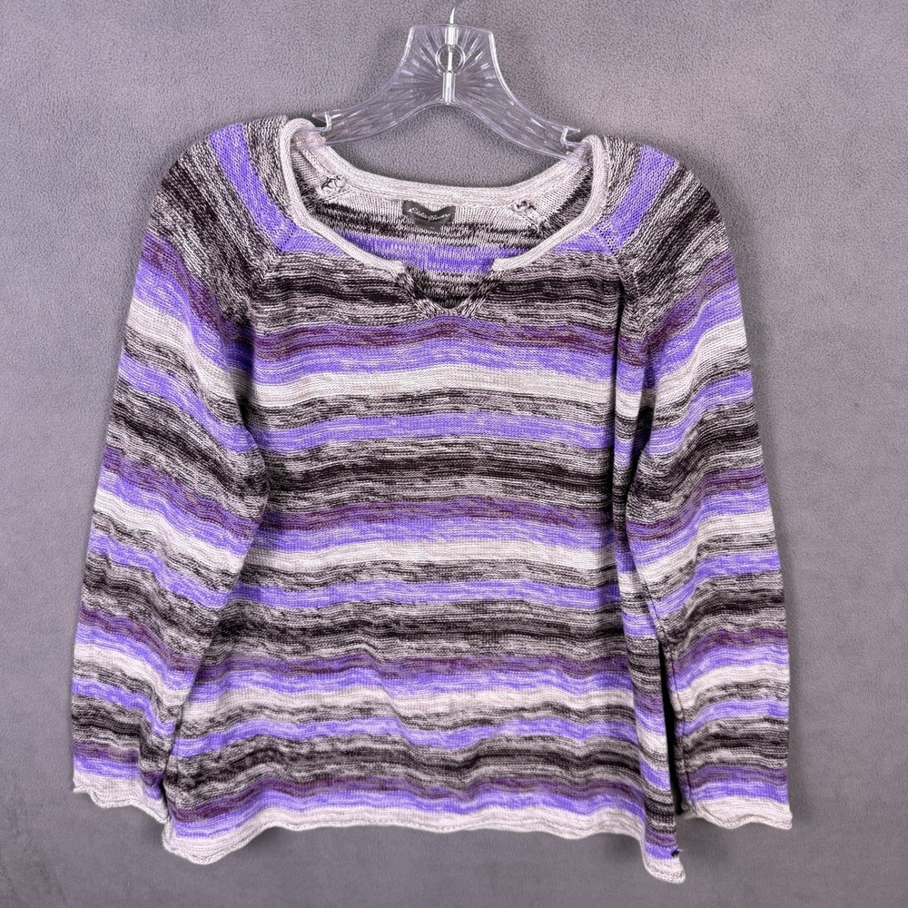 Eddie Bauer Women's Pullover XL 100% Cotton Sweater Beachy Colorful Boho Aztec